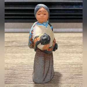 Cleo Teissedre ceramic  Girl Handcrafted Figurine with Black and Brown Accents